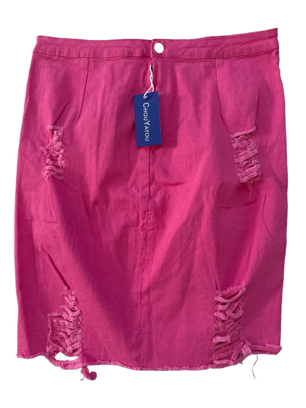 ChouyatoU Hot Pink Distressed Pencil Skirt
